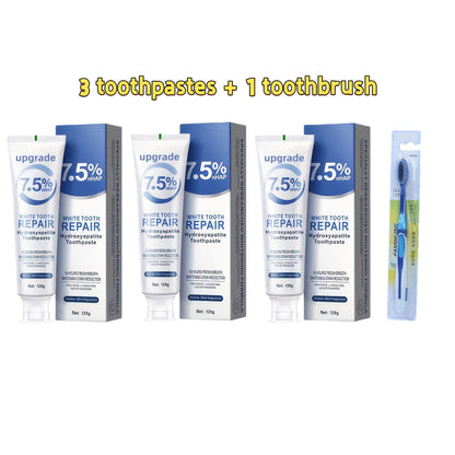 Hydroxyapatite Toothpaste 3-Pack 7.5% Nano Formula Whitening Toothpaste with Toothbrush Teeth for an Everyday Personal Care Routine