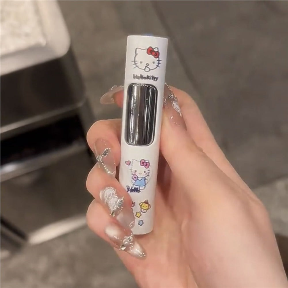 Kawaii Windproof Lighter Sanrio Kuromi Hello Kitty Pink Flame Cylindrical Lighter Luminous for Entryways, Bedrooms and Living Spaces