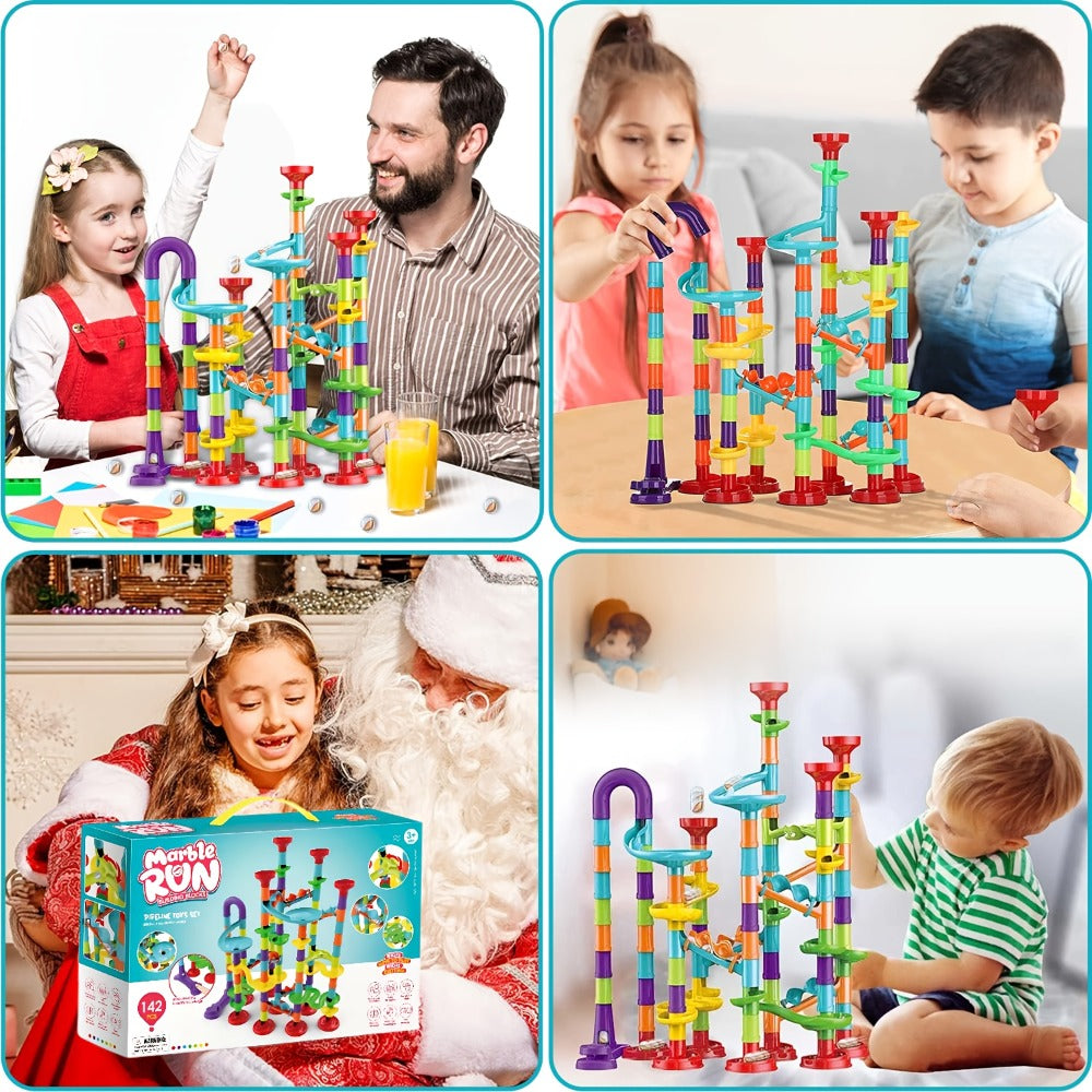 Marble Run Set Building Blocks for Kids 112/147pcs with Glass Marbles with the Listed Color, Size or Set Options for Everyday Use