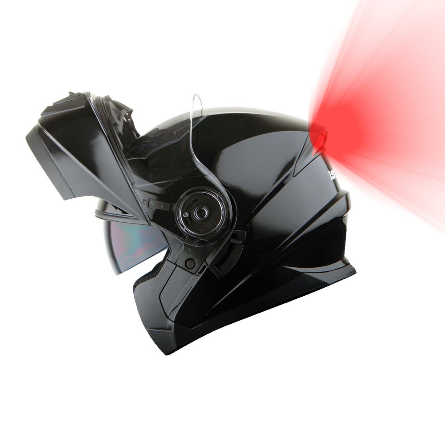 Motorcycle Helmet Modular Flip-Up Design with Dual Visors, Optional Three-Mode LED Tail Light and S-XL Sizes