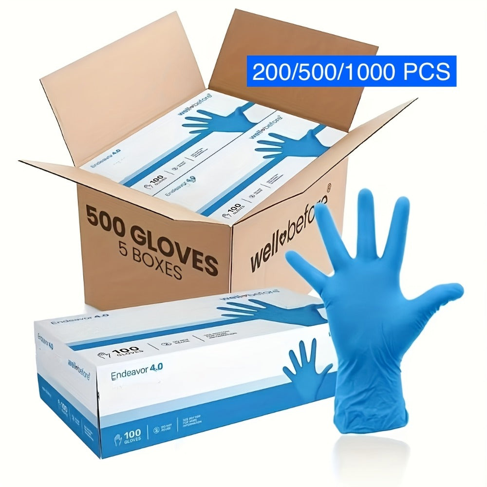 Anti-Slip Nitrile Gloves Bulk 200/500/1000pcs, Disposable Latex-Free Gloves for Aquarium Cleaning Pet Care Food Handling, S M L Sizes