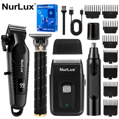 Men's Electric Grooming Kit 4-in-1 – Hair Clipper, Beard Trimmer, Electric Shaver & Nose Hair Trimmer Set, Gradient Design