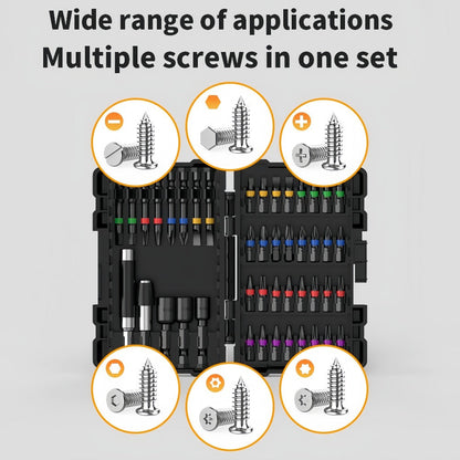 Impact Screwdriver Bit Set 45-Piece – Heavy-Duty Torx, Phillips, Flat & Square Bits with Storage Box, Compatible with Impact Drivers
