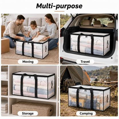Moving Bags Set of 6, Oversized Storage Totes with Reinforced Handles & Snap-Close Lid, Space Saver Bags for Clothes