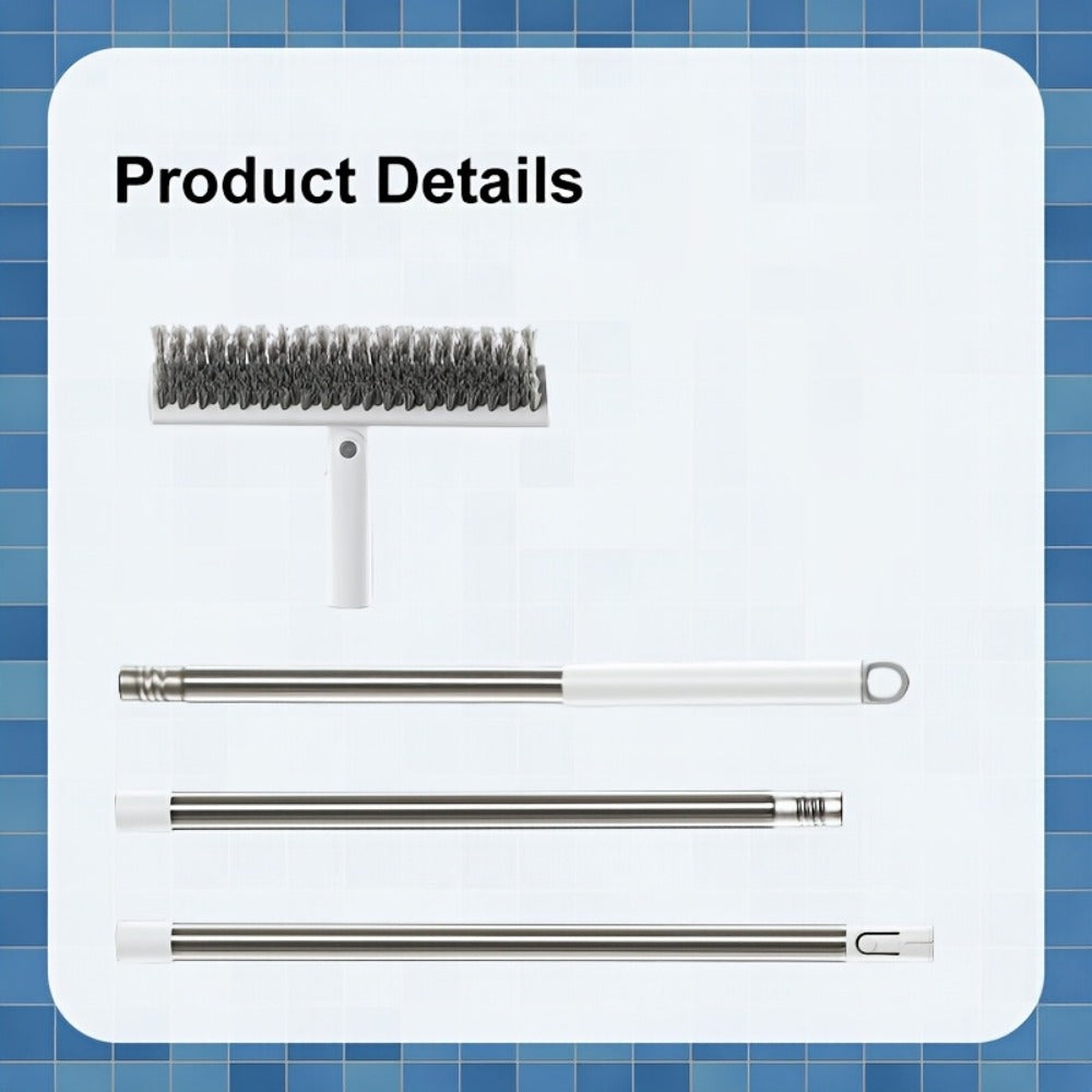 Pool Cleaning Brush with 52.4-Inch Sectional Handle, 9.1-Inch Double-Sided Bristle Head and Corner Edge Profile