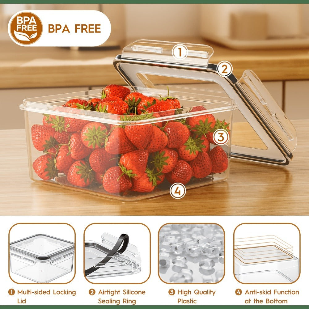 Lunch Box Food Storage Organizer with Flip-Top Lids and Multi-Size Plastic Container Sets for Kitchen and Pantry Organization