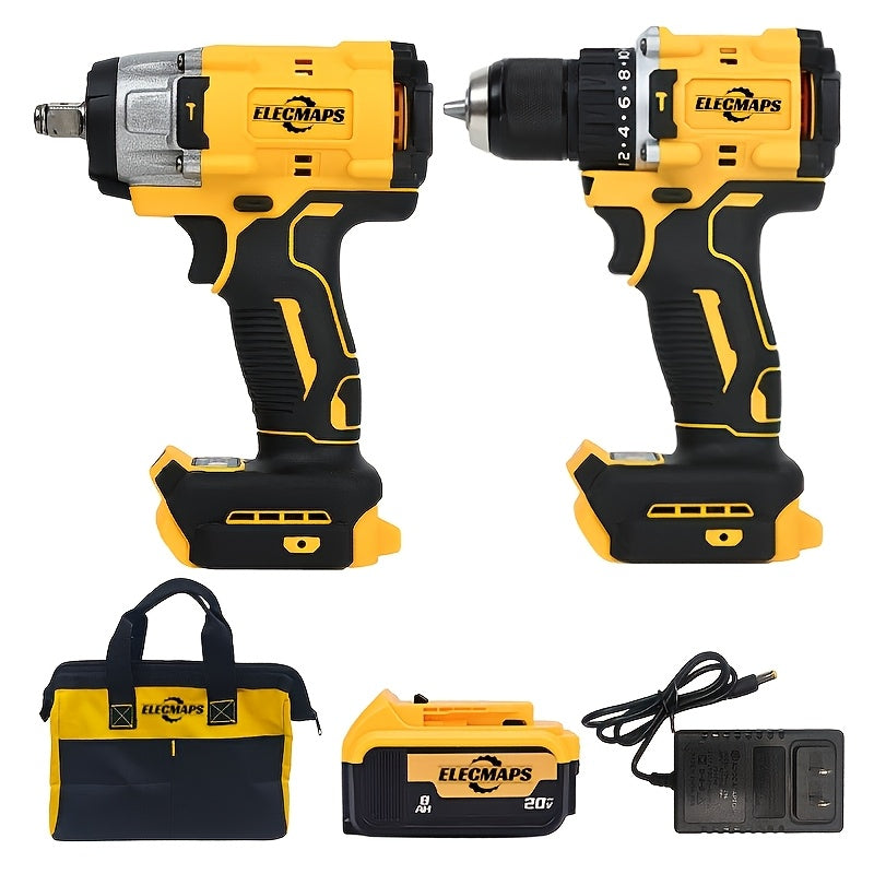 Cordless Power Tool Combo Kit for Dewalt 20V Battery - Impact Wrench 1500Nm, Brushless Drill & Screwdriver Set for Home & Construction