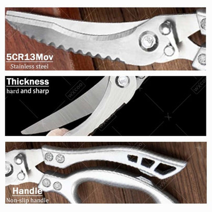 Kitchen Knife Set 8-Piece 5Cr15MoV Stainless Steel with Hammered Blades, Wood-Style Handles and Shears Options