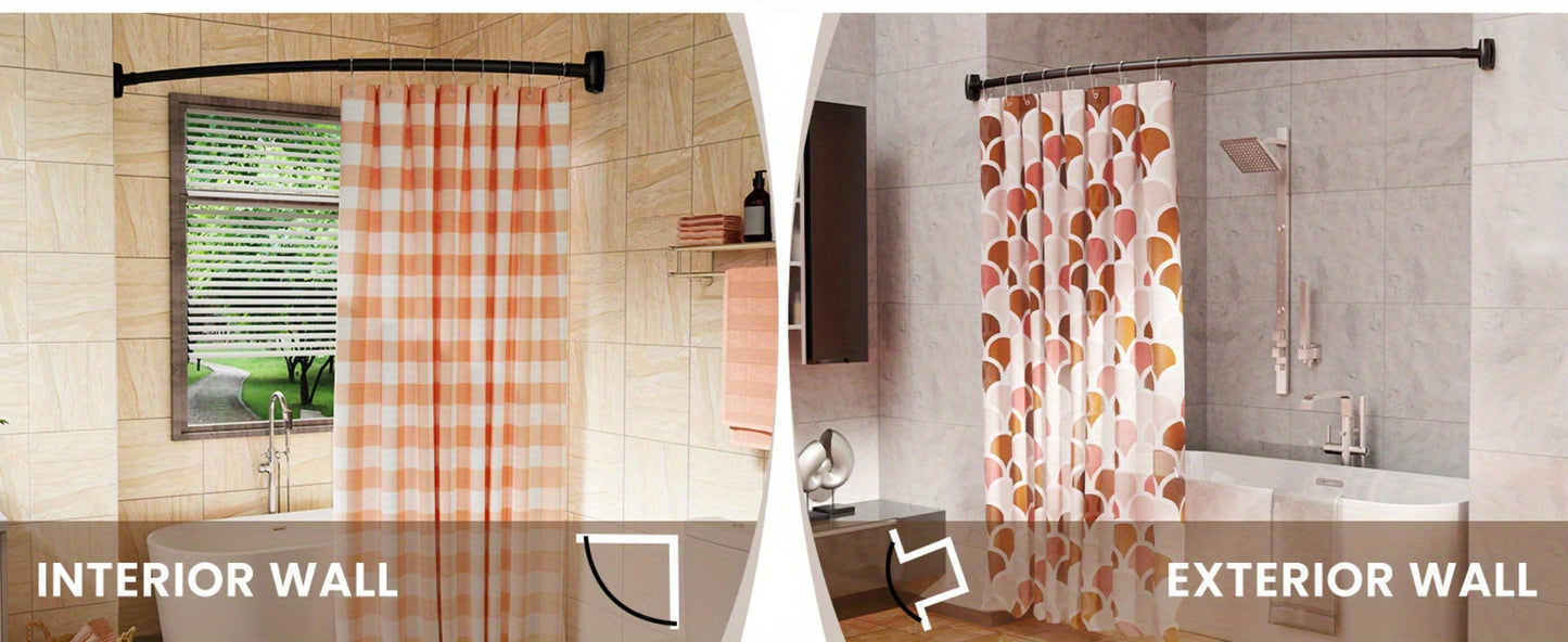 Curved Shower Curtain Rod Adjustable 43-72 Inch - Aluminum Tension Mount No Drilling Extra Space Shower Rod for Bathtub Stall