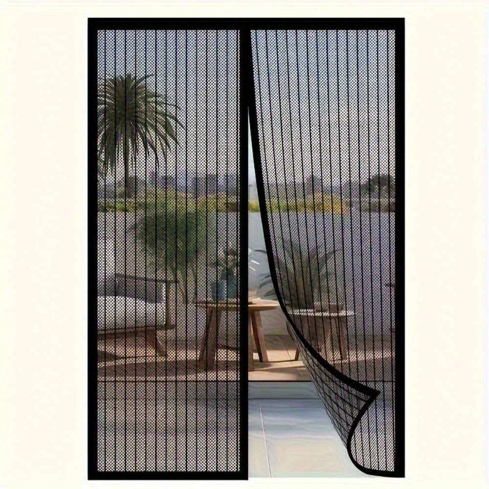 Magnetic Screen Door with Heavy Duty Metal Frame – Self-Closing Mesh Door Curtain, Insect-Proof Bug Screen with Frame Shackle