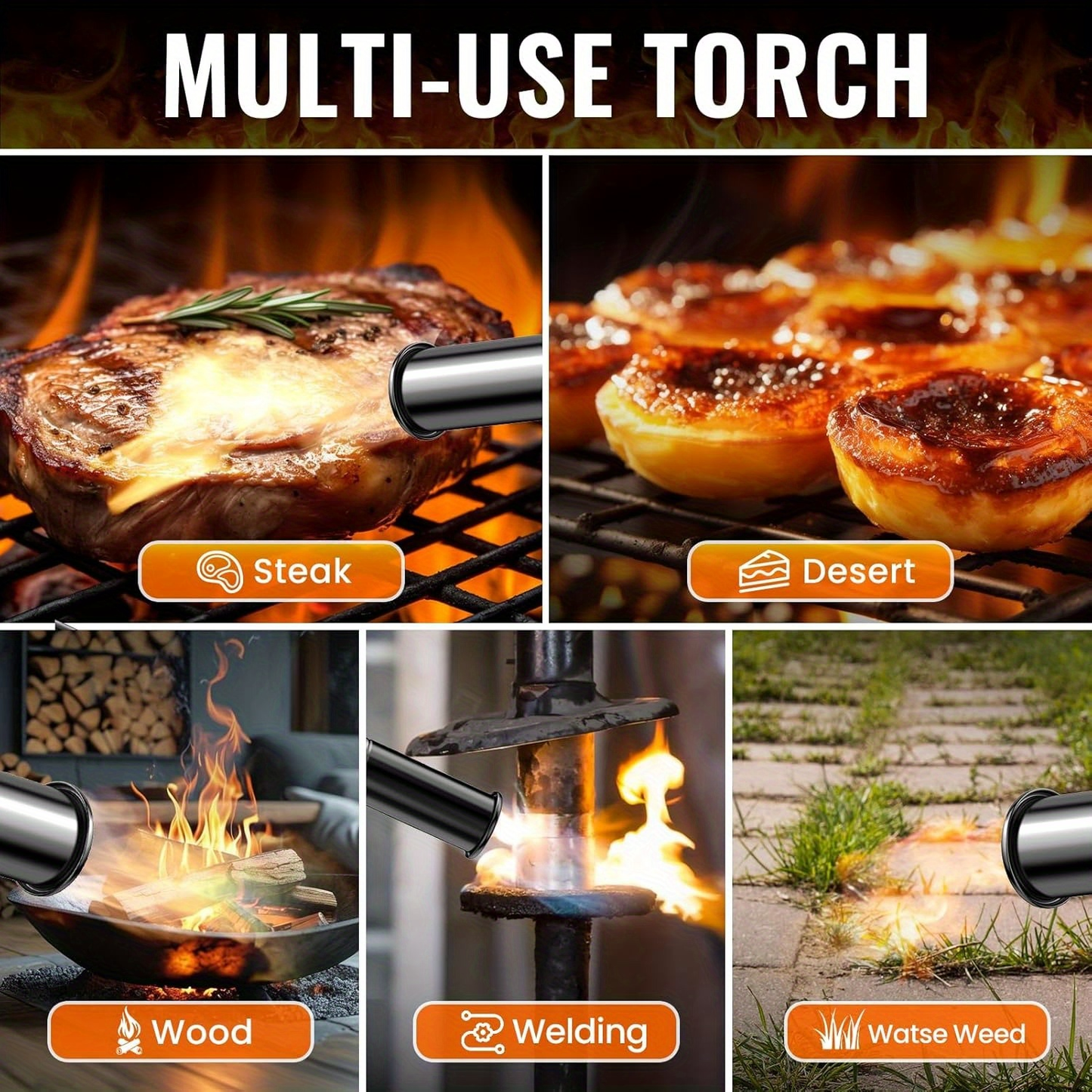 Blow Torch 700, 000 BTU Propane Kitchen Cooking Torch with Safety Lock, Culinary Food Torch for Steak