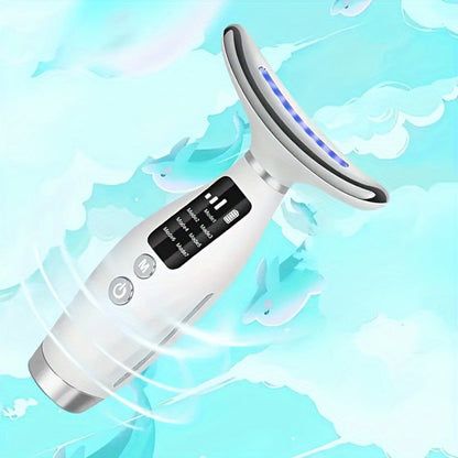 Face Neck Massager Rechargeable Beauty Device - 7 Massage Modes Electric Facial Lifting Tool for Women - Neck Massager Gift for Mom
