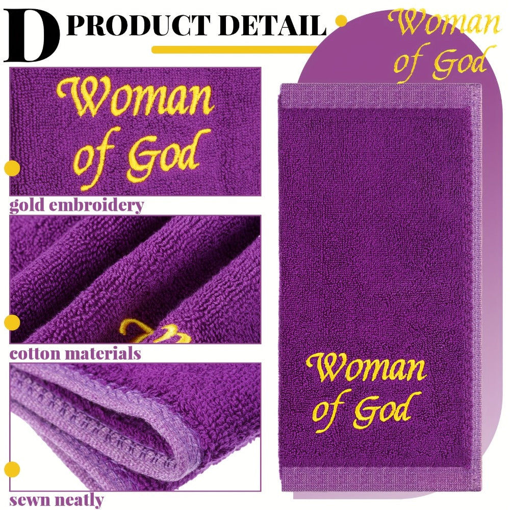 Church Handkerchiefs 6 Pack Pastor Towels Clergy Hand Towels Woman of God Woven Oblong Wash Cloths Religious Gift for Men Women Purple Solid