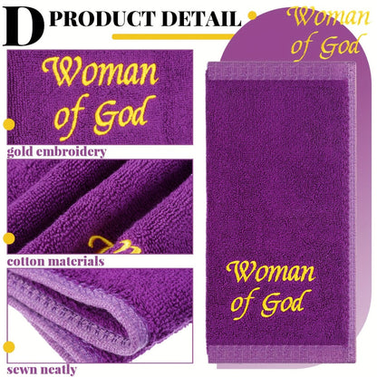 Church Handkerchiefs 6 Pack Pastor Towels Clergy Hand Towels Woman of God Woven Oblong Wash Cloths Religious Gift for Men Women Purple Solid
