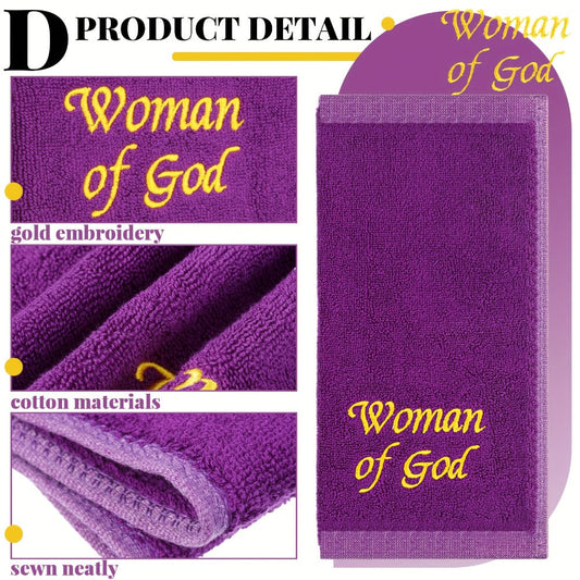 Church Handkerchiefs 6 Pack Pastor Towels Clergy Hand Towels Woman of God Woven Oblong Wash Cloths Religious Gift for Men Women Purple Solid