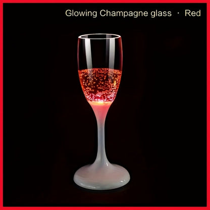 LED Light-Up Champagne Flutes, 6-Piece Color-Changing Plastic Party Glass Set for Birthdays, Weddings and Holiday Celebrations