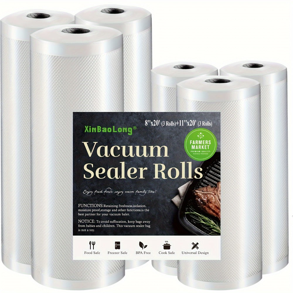 Vacuum Sealer Bags Rolls Diamond Textured Food Saver Bags for Vacuum Sealer Machine for Home Cooking, Dining and Outdoor Meals