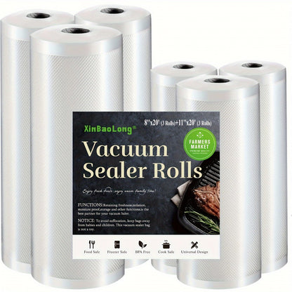 Vacuum Sealer Bags Rolls Diamond Textured Food Saver Bags for Vacuum Sealer Machine for Home Cooking, Dining and Outdoor Meals