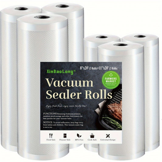 Vacuum Sealer Bags Rolls Diamond Textured Food Saver Bags for Vacuum Sealer Machine for Home Cooking, Dining and Outdoor Meals