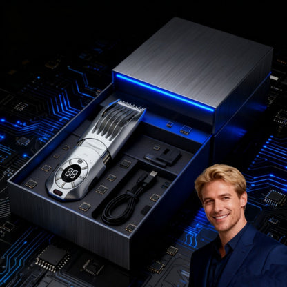 Professional Electric Hair Clipper Set for Men – 5-Speed LED Display Rechargeable Beard Trimmer & Hair Carving Kit