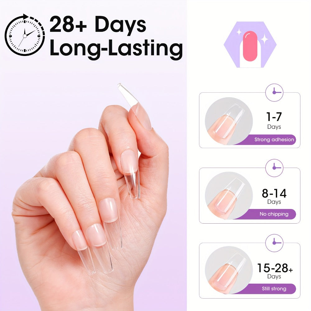 Solid Gel Nail Glue Kit with Mini LED Lamp – 8g UV Cure Gel Glue 28+ Days Long-Lasting Bond for Press On Nails Acrylic Tips Rhinestones