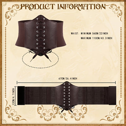 Renaissance Corset Set 5-Piece Ladies – Medieval Belt Pouch Potion Bottle Waist Protector, Women Halloween LARP Cosplay Renaissance Fair