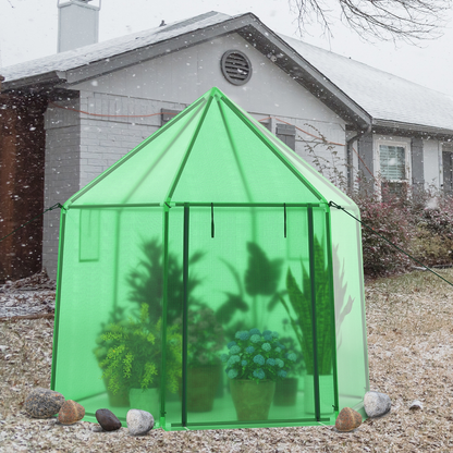 Walk-In Greenhouse All-Weather PE Cover & Frame, Zippered Door Vent Windows, Outdoor Plant Shelter for Garden Yard Balcony