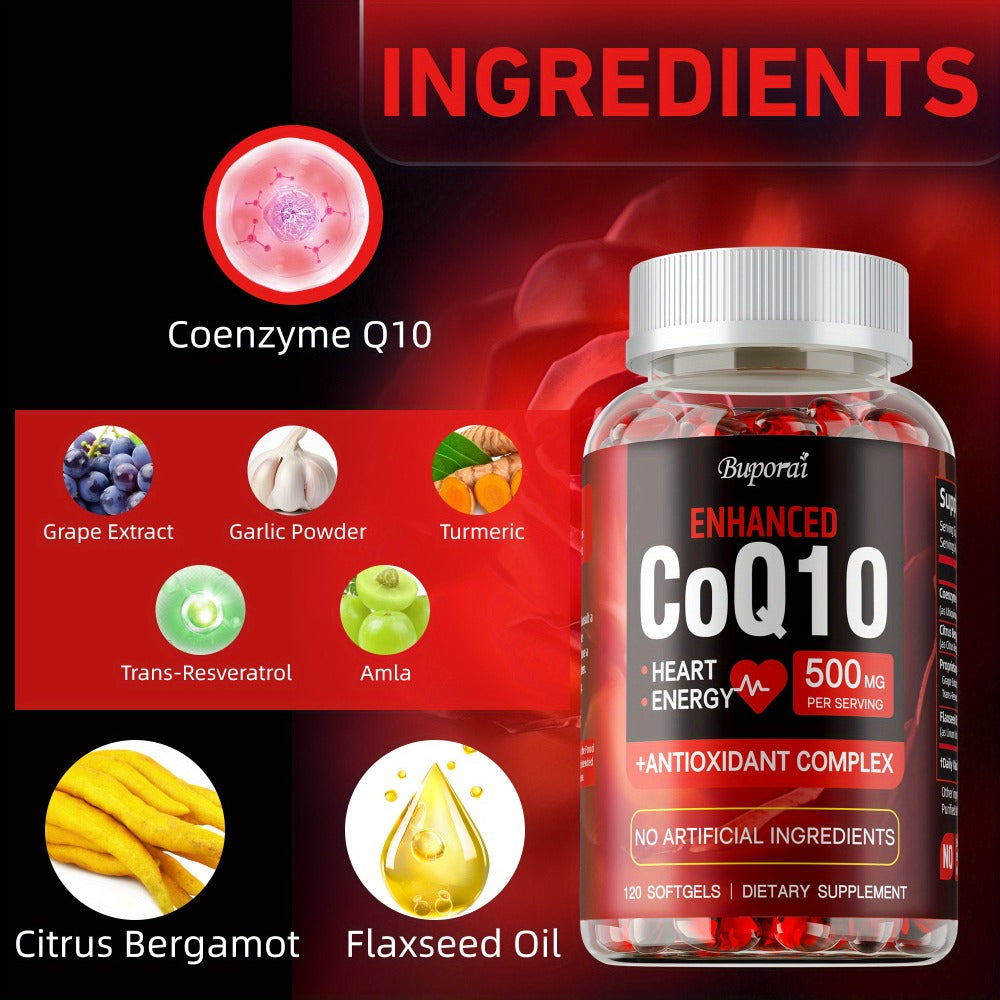 CoQ10 Coenzyme Q10 with Citrus Bergamot 120 Capsules, Heart Health, Brain & Cardiovascular Support