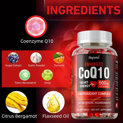 CoQ10 Coenzyme Q10 with Citrus Bergamot 120 Capsules, Heart Health, Brain & Cardiovascular Support