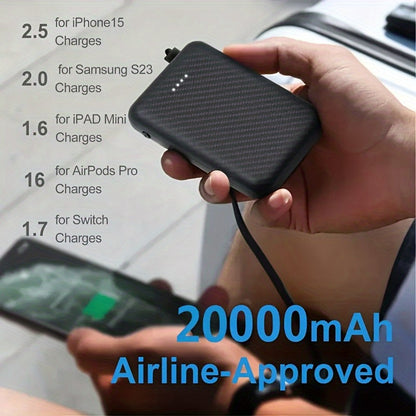 Power Bank 20000mAh 5V/3A for Heated Clothing with Dual USB Output and USB-C/Micro Input for Winter Wear