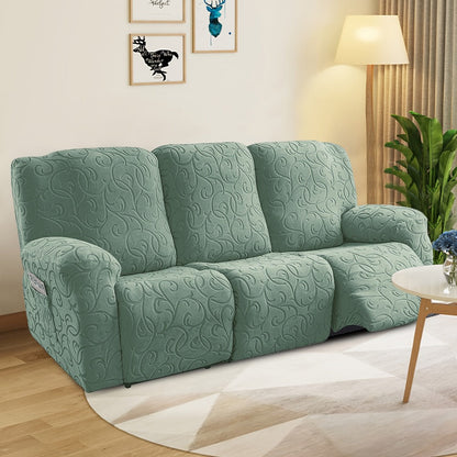 Recliner Slipcover, One-Piece Hooked Chenille Stretch Cover for Three-Seat Sofa in Three Colors