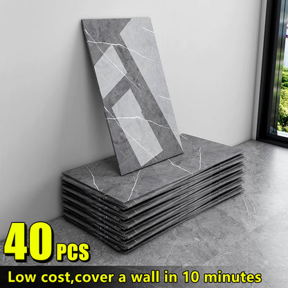 Marble Peel and Stick Wall Panels Self-Adhesive 3D Decorative Tiles – Glossy Marble Sheets, for Entryways, Bedrooms and Living Spaces