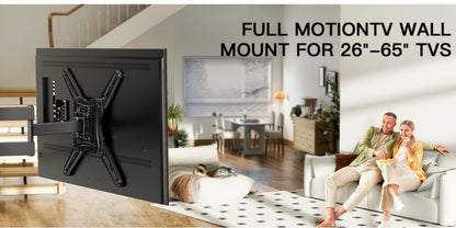 Black Single-Arm TV Wall Mount with Swivel, Screen-Plate Rotation and Articulating Extension