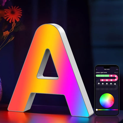 LED Letter Lights Music Sync – Colorful Flashing Marquee Alphabet Lights for Room Decor, Party, Bedroom, Festival & Camping