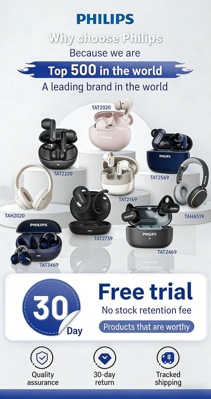 Wireless Earbuds Philips Bluetooth 6.0 Dual Stereo with Type-C Charging Case in Black or White