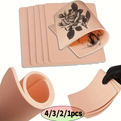 Tattoo Practice Skin Silicone Double-Sided – Flexible Fake Skin 1mm, Realistic Curvature for Tattoo Artists, Beginners