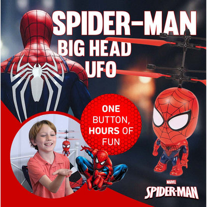 Marvel Spider-Man Flying Figure IR Helicopter Toy 3.5 Inch, Remote Control Infrared Superhero Copter for Kids Boys