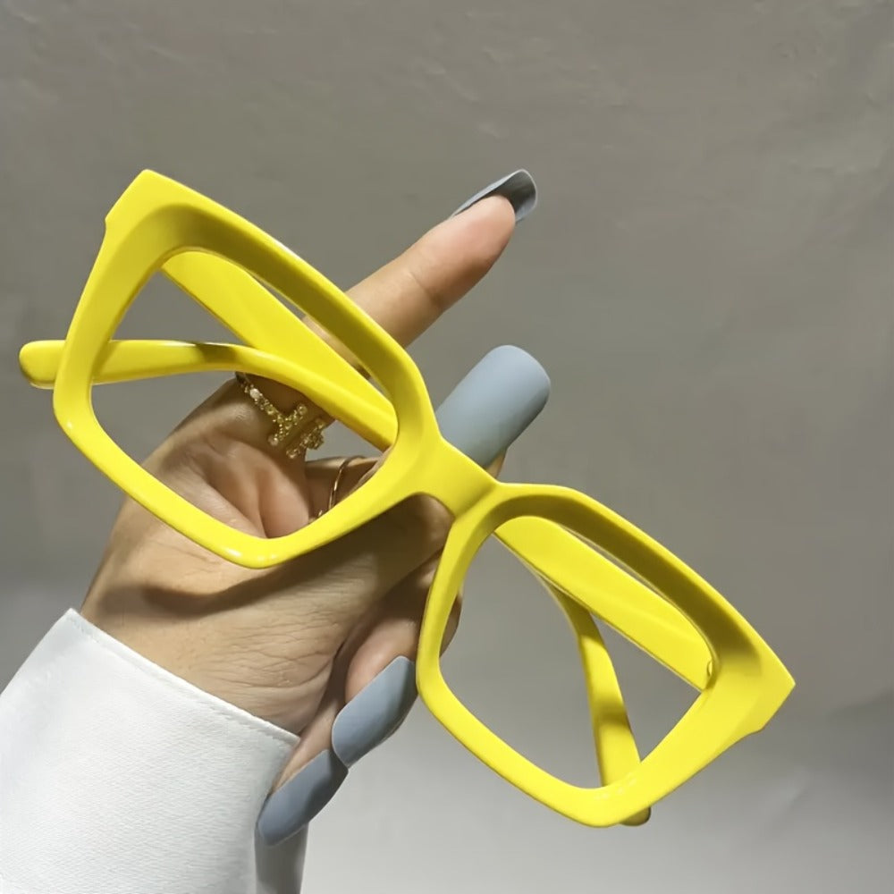 Five-Pair Candy-Color Square Clear-Lens Eyewear Set with Black, Yellow, Red, Clear and Pink Frames