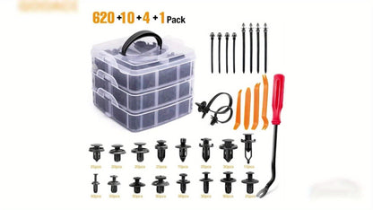 Automotive Push Retainer Clip Kit with 115, 635, 640 or 1290-Piece Options and Pictured Removal Tools