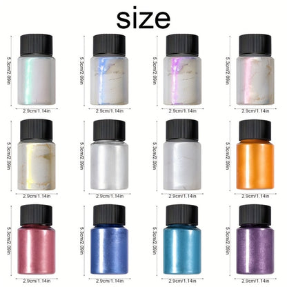 Aurora Nail Powder 12 Colors Chrome Pearl Glitter Neon Dust Holographic Iridescent Pigment Set for Chrome