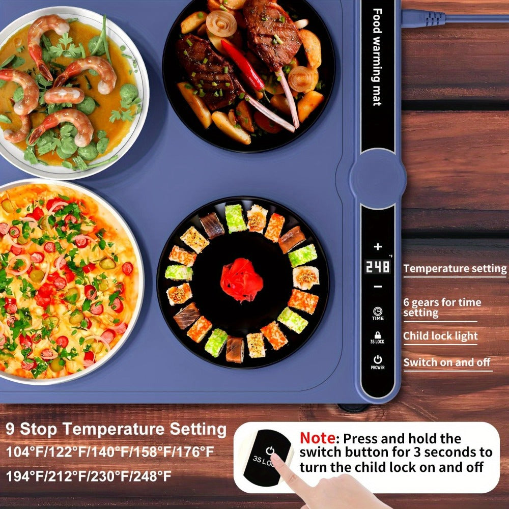 Electric Food Warming Mat with 6 Temperature Levels & Timer for Entryways, Bedrooms and Living Spaces