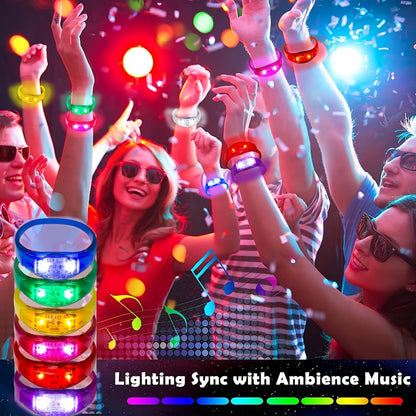 Sound Activated Light Up Bracelets Bulk 20/50 Pcs Glow Wristbands Voice Controlled Flashing LED Bracelet for a Home Lash Beauty Routine