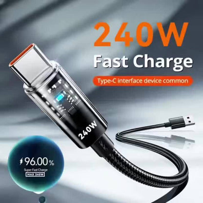 240W USB-A to USB-C Fast Charging Cable Digital Display, Super Fast Charger Cord Compatible with iPhone 15 16