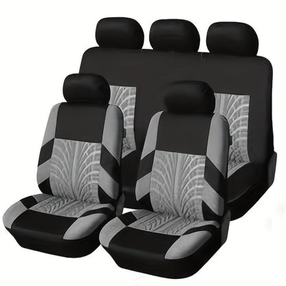 Car Seat Covers 5-Seat Tire-Track Full-Enclosure Design in Breathable Polyester and Eighteen Colors