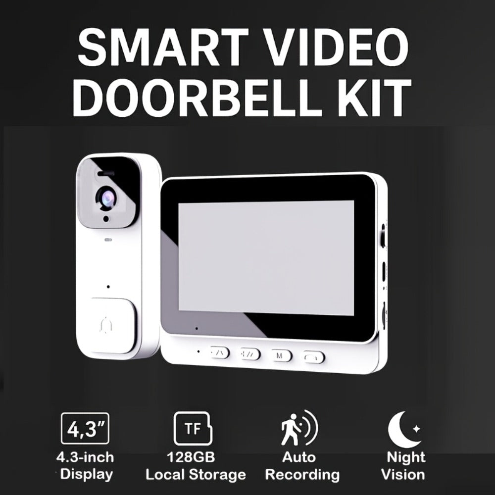 Smart Video Doorbell Wireless Touchscreen Display, Motion Detection 2-Way Audio Local Storage No Subscription