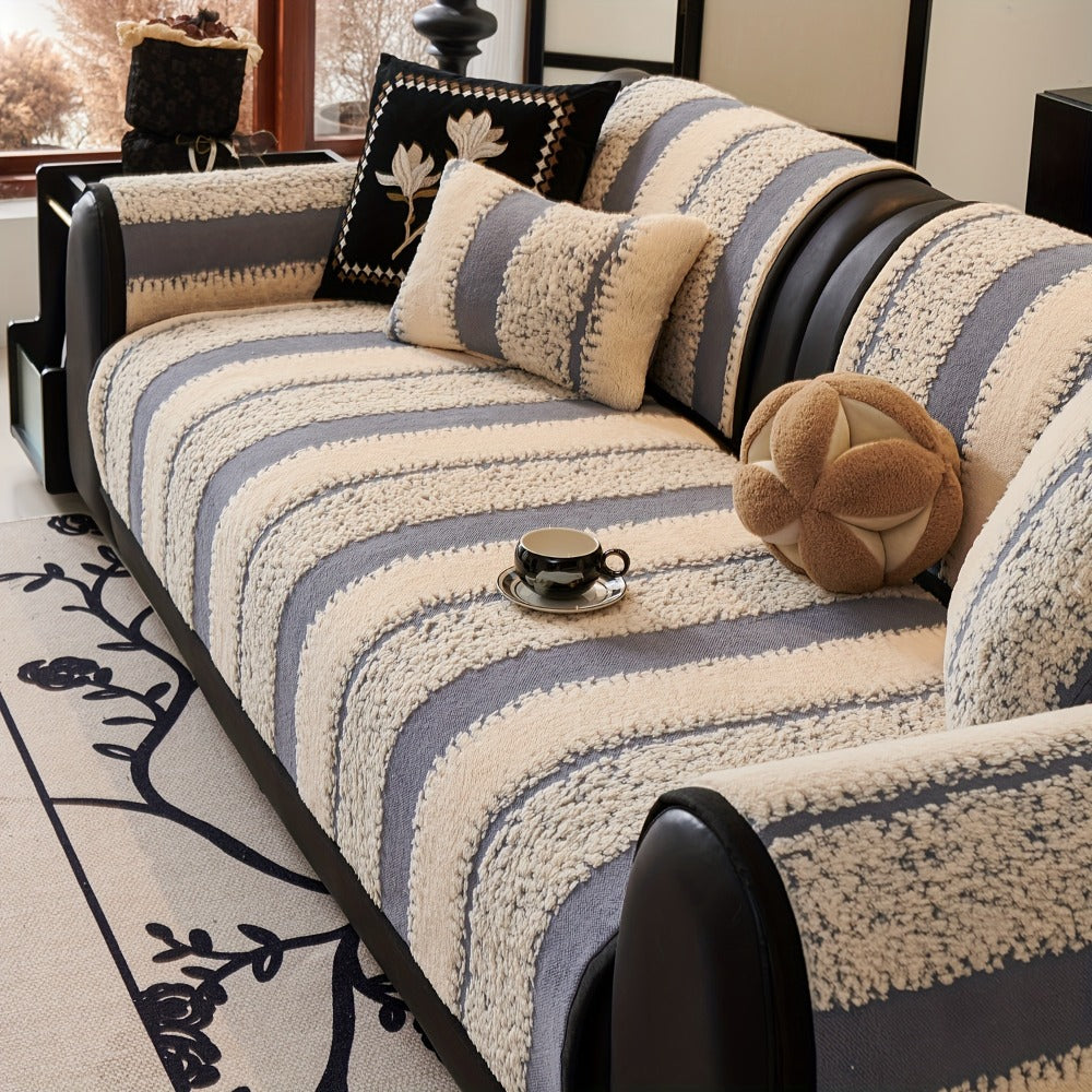 Sofa Cover, Thick Plush Jacquard Couch Pad in Four Colors with Loveseat and Extra-Large Sizes