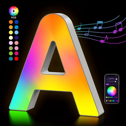 LED Letter Lights Music Sync – Colorful Flashing Marquee Alphabet Lights for Room Decor, Party, Bedroom, Festival & Camping