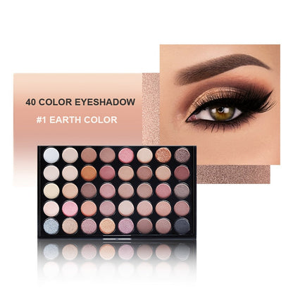 Complete Eye Makeup Kit 40 Color Eyeshadow Palette with Mascara Eyeliner Eyebrow Pencil & Brush – Matte Shimmer Glitter Pigmented Blendable