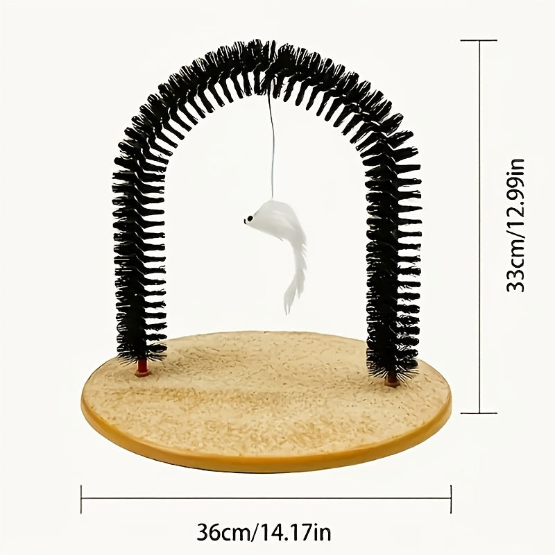 Cat Arch Self-Grooming Toy with Massage Bristles – Interactive Scratch & Groom Station for Cats and Kittens, Stimulating Rubbing Arch