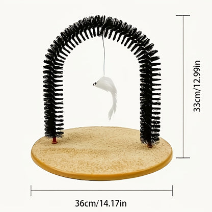 Cat Arch Self-Grooming Toy with Massage Bristles – Interactive Scratch & Groom Station for Cats and Kittens, Stimulating Rubbing Arch